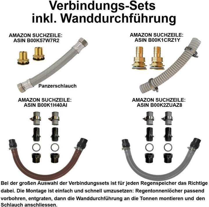 Sonderpreis! Regentonne Regenfass Regenspeicher Regenwassertonne Märchenbrunnen 330l mit Wasserhahn