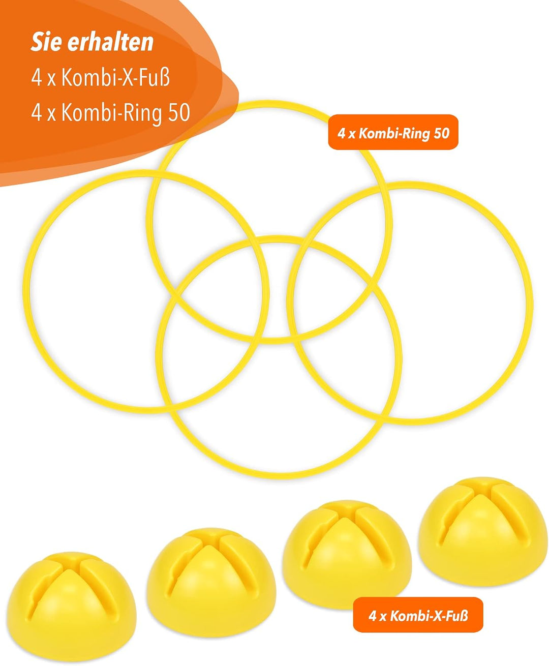 Kombi-X-Standfuss & Kombi-Ring 50 – 4er Set – Multi-Fuss zum Aufbau von Sprung- & Hürden-Parcours –