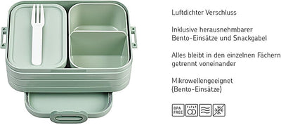 Mepal Brotdose Midi - Brotdose mit Bento Box - Für 2 Sandwiches oder 4 Brotscheiben - Lunchbox für k