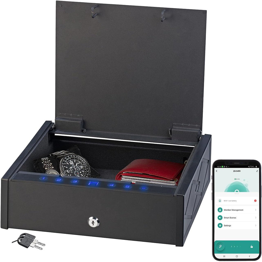Xcase Safe: Smarter Tresor mit biometrischer Fingerabdruckerkennung, App (Safe Tresor mit Schlüssel,