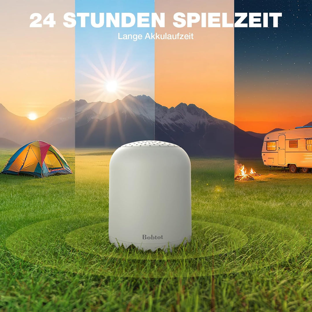 Bobtot Tragbarer Bluetooth Lautsprecher, kabellos, wasserdicht klein, mit 24 Stunden Akkulaufzeit, l