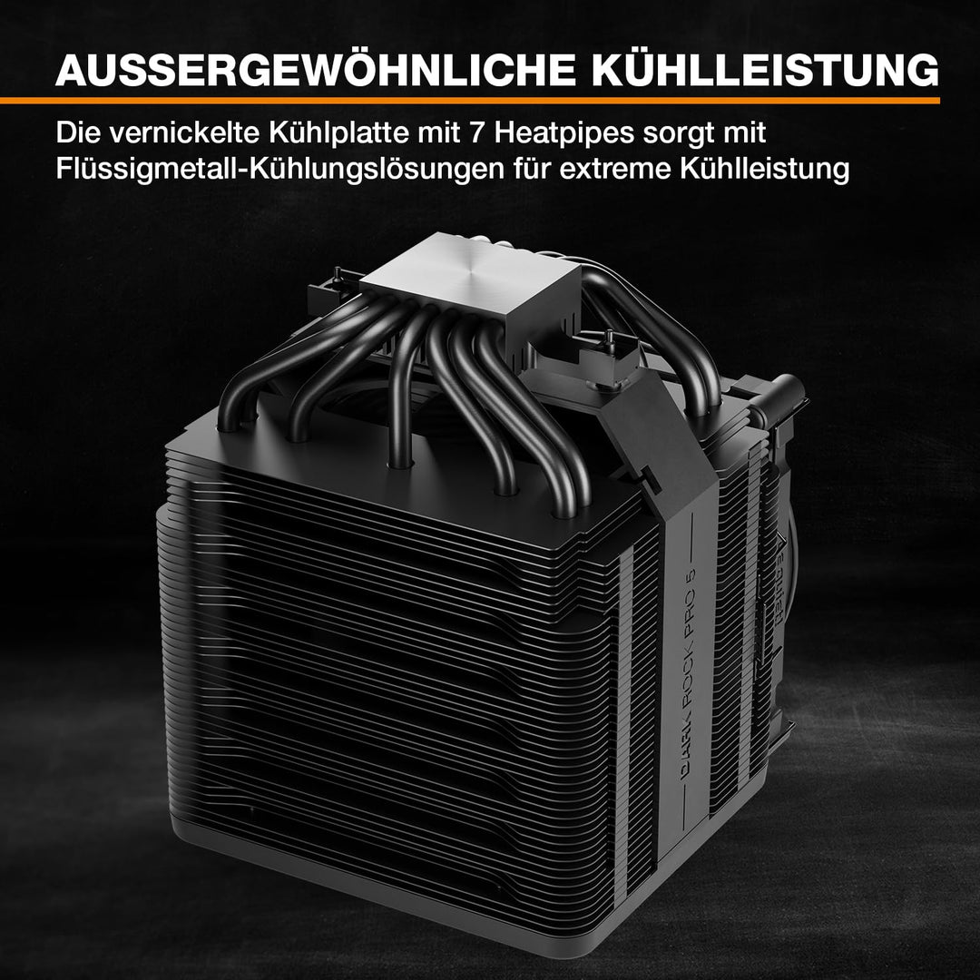 be quiet! Dark Rock Pro 5 Luftkühler, immens hohe Kühlleistung, 7 Hochleistungs-Heatpipes, 2x Silent