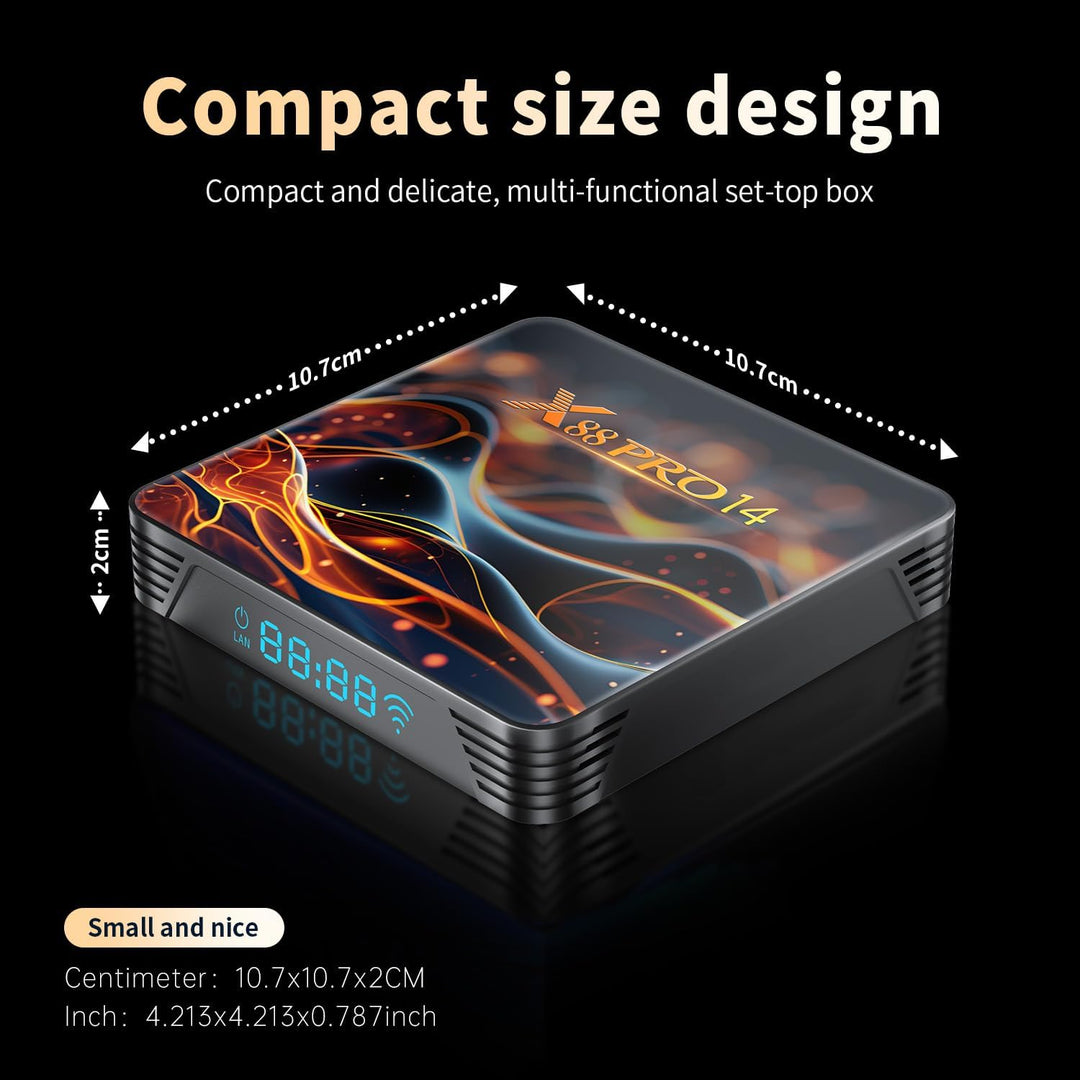 Android TV Box 14.0, 2025 8K Neueste Android Box mit RAM 2G ROM 32G WiFi6 Enternet 10/100M Bluetooth