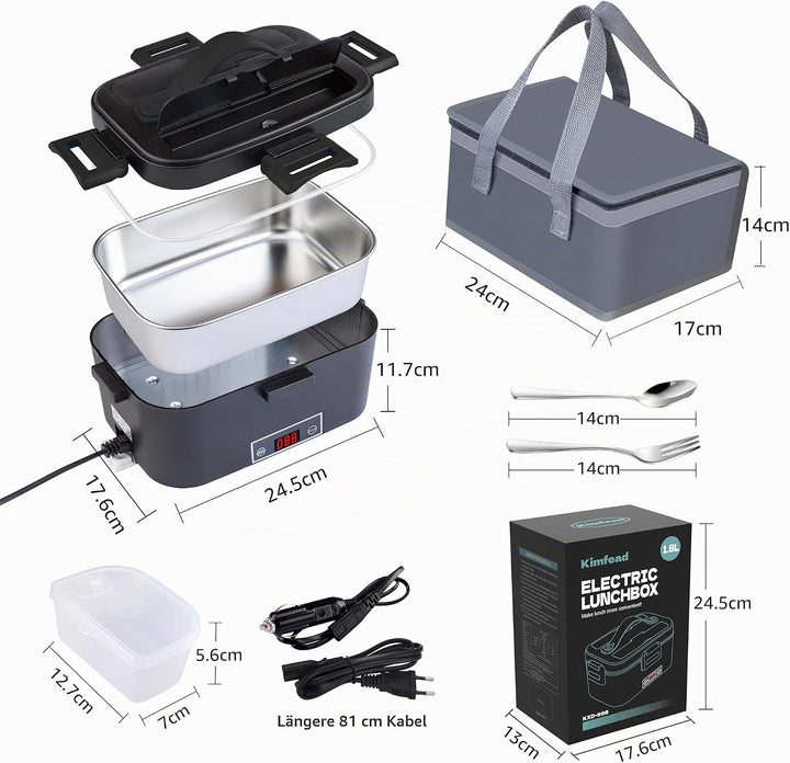 Kimfead Elektrische Lunchbox 80W Schwarz, Schwarz