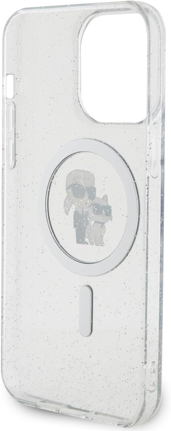 KARL LAGERFELD KLHMP15LHGKCNOT Hülle für iPhone 15 Pro 6.1" transparent hardcase Karl&Choupette Glit