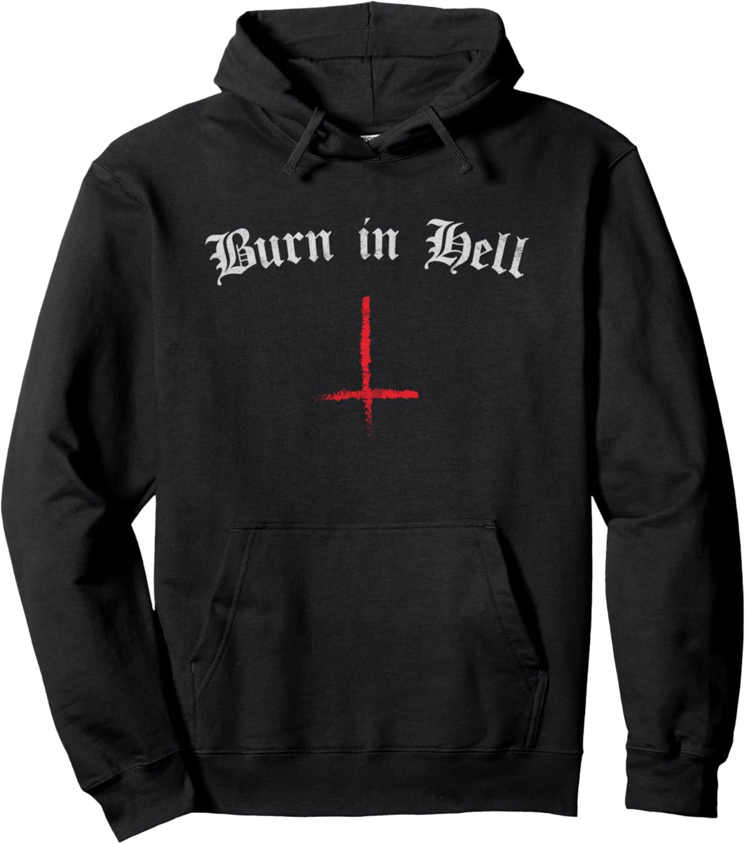Occult Gothic Grunge Satan Devil Black Burn In Hell Baphomet Pullover Hoodie