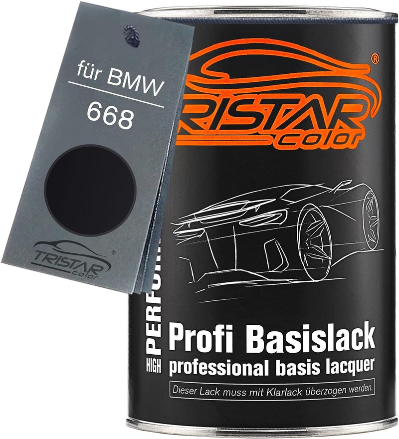 TRISTARcolor Autolack Dose spritzfertig für BMW 668 Glanzschwarz/Schwarz II Basislack 1,0 Liter 1000