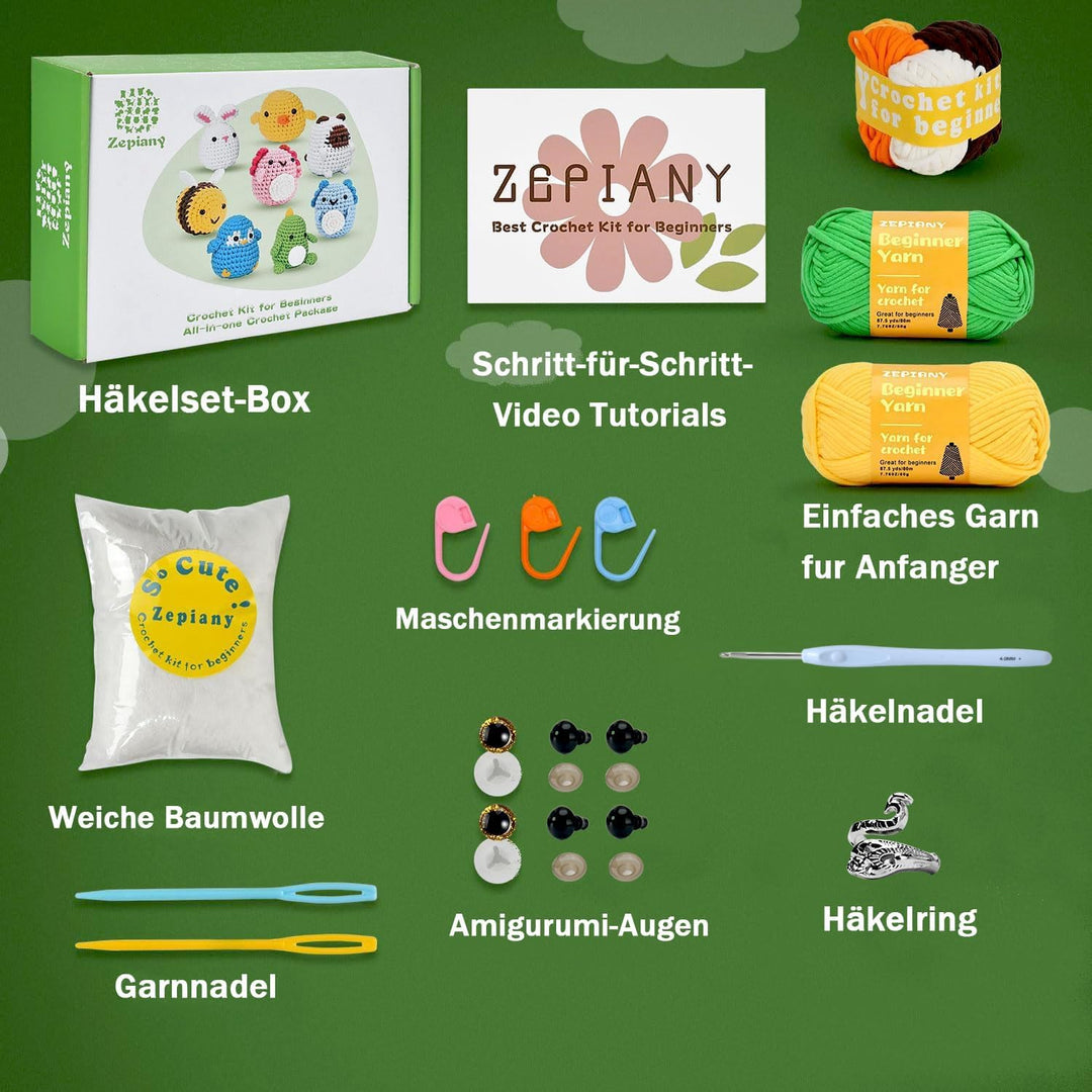 ElysiumEq Häkelset für Anfänger mit Häkelgarn, Häckel Kit für Anfänger für Diy Set Erwachsene, Häkel