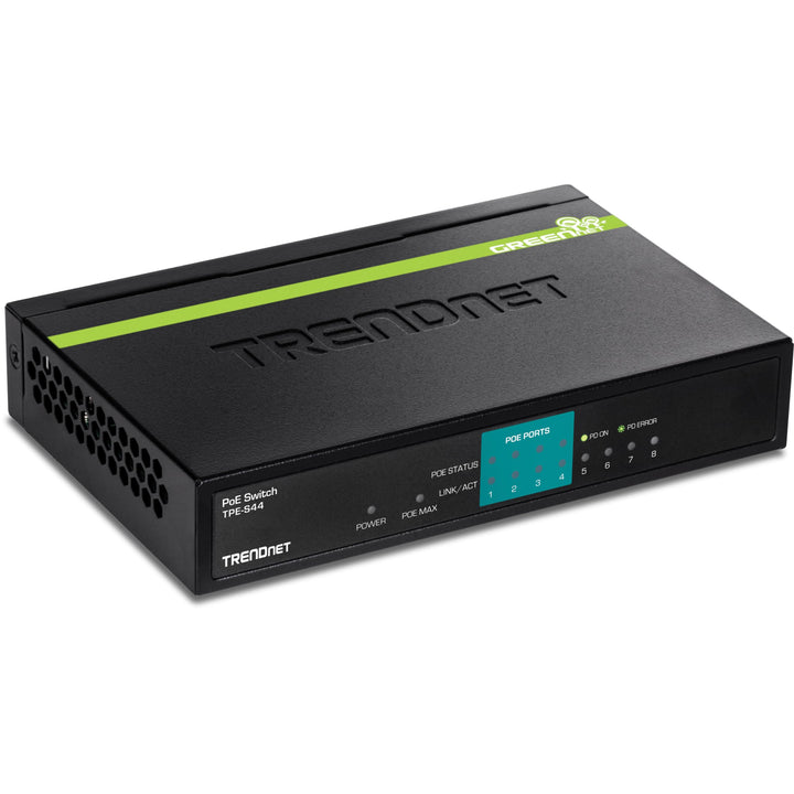 TRENDnet TPE-S44 8-Port 10/100Mbps PoE Switch, 4 x 10/100, 4 x 10/100 PoE, 802.3af, 30 W PoE Leistun