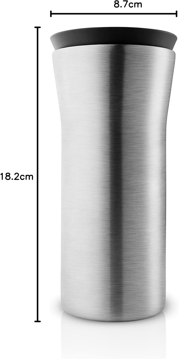EVA SOLO | City to Go Cup 0,35l Steel/Black | Praktischer doppelwandiger Thermobecher, der Sich einf