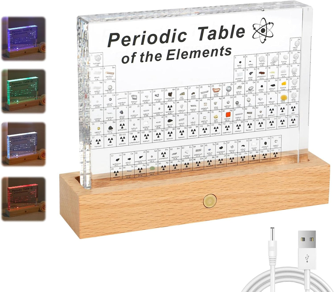 MENAYODA Grosses Periodensystem mit Echten Elementproben im Inneren, Acryl-Periodic Table of 83 Elem