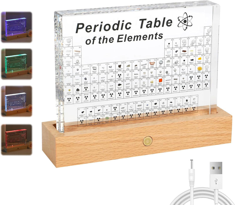MENAYODA Grosses Periodensystem mit Echten Elementproben im Inneren, Acryl-Periodic Table of 83 Elem