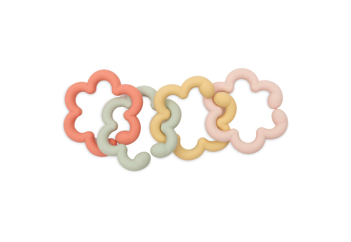 Jollein Spielringe Baby – Flowers – Silikon &amp; Nylon – BPA-Frei – Beissring Baby – Greifring &amp; Zahnun