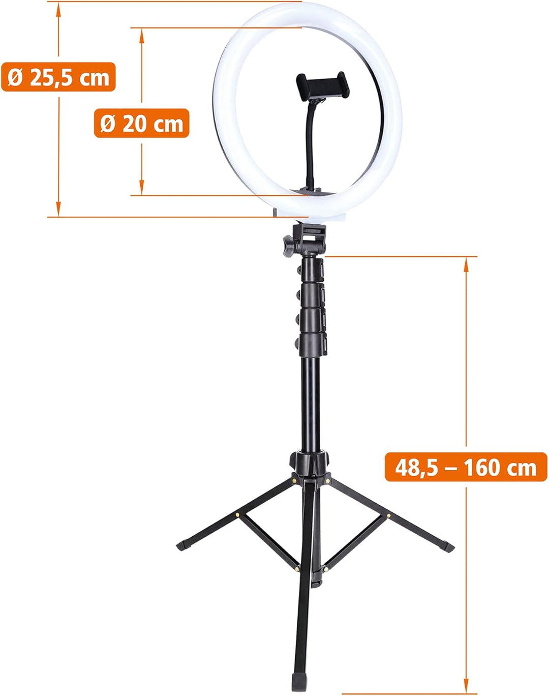 Rollei Lumis Comfort Ring Light Bi-Color, Ring-Licht mit Smartphone-Halterung, Smartphone Fernbedien