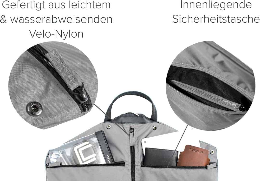DEGELER SkyHanger - Kleidersack mit einzigartigem Titan-Kleiderbügel für Damen &amp; Herren - durchdacht