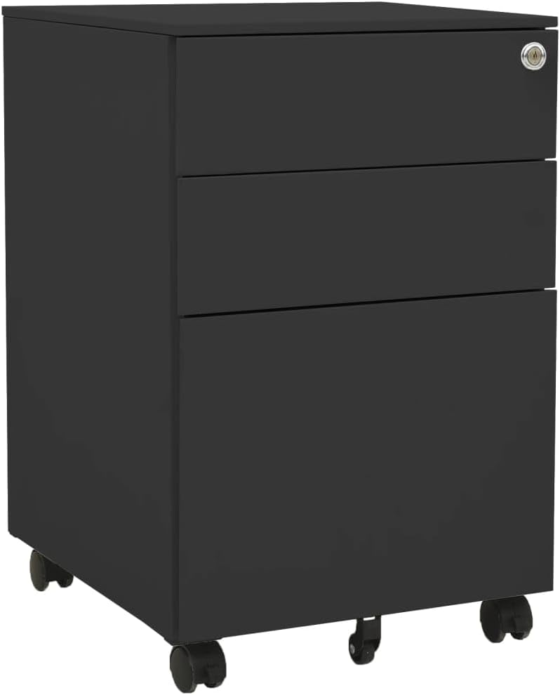 vidaXL Aktenschrank mit Rollen Rollcontainer Bürocontainer Schubladenschrank Büroschrank Stahlschran