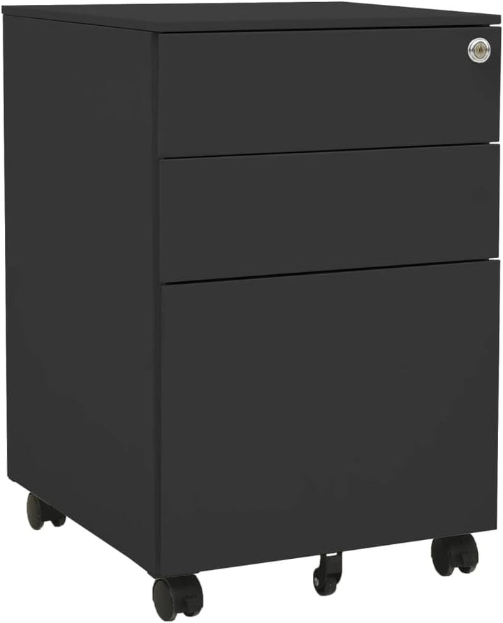 vidaXL Aktenschrank mit Rollen Rollcontainer Bürocontainer Schubladenschrank Büroschrank Stahlschran