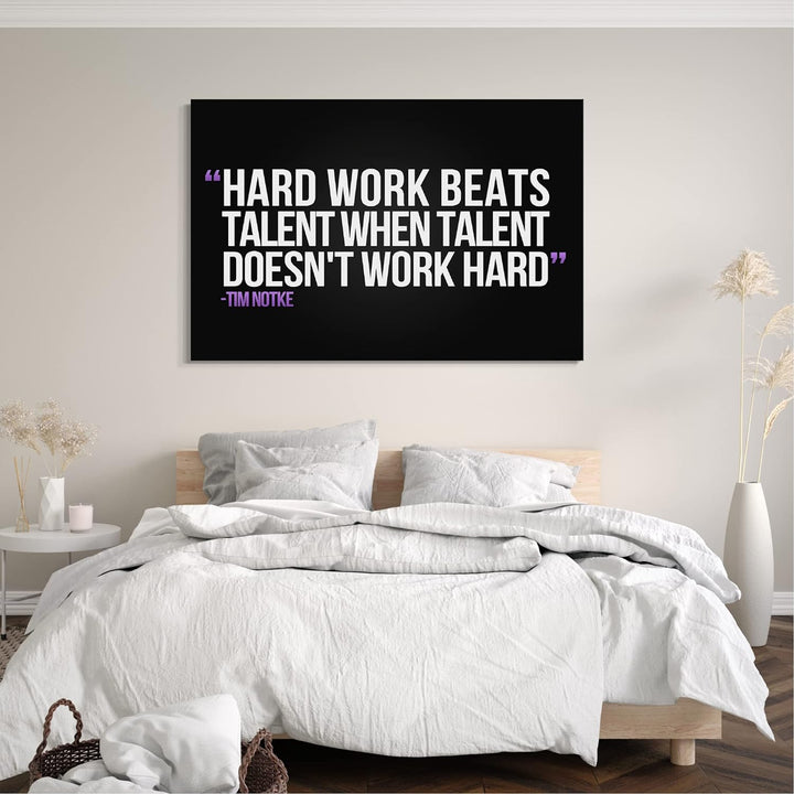 Printed Paintings Leinwand (80x60cm): Witziger Spruch, Arbeit schlägt Talent, Zitate Sprüche Quot 80