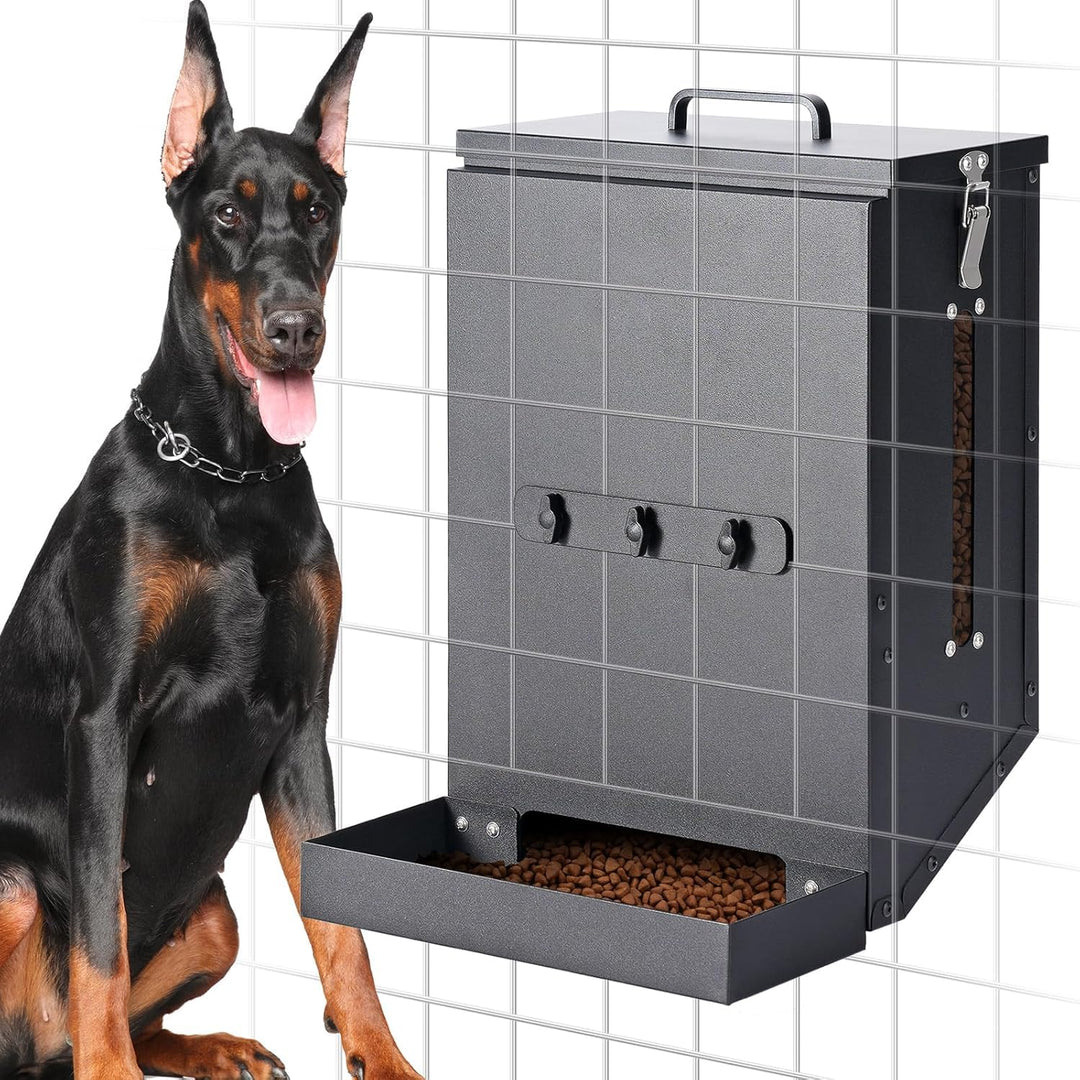 Hängender automatischer Futterspeiser, verzinkter Stahl-Hundefutterspeiser mit Haken, Outdoor Gravit