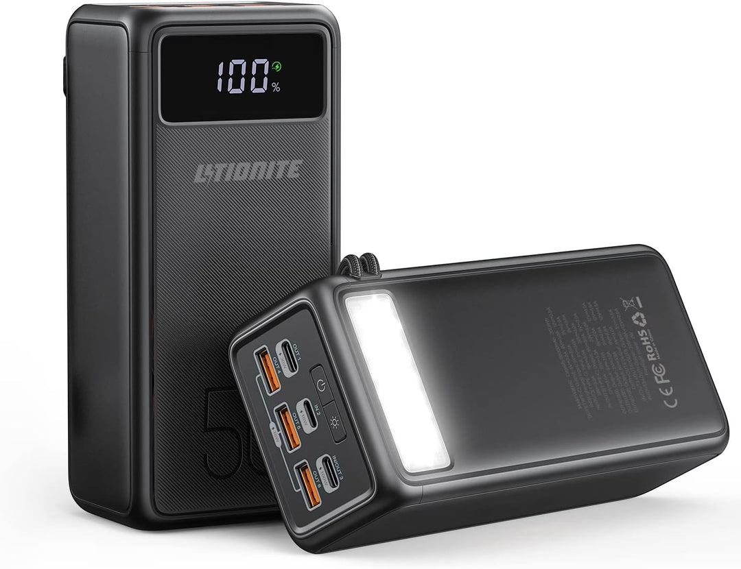 LITIONITE Raiden 100W / 56.000mAh Power Bank USB-C PD (bis zu 100W) + USB-A (bis zu 18W) - Tragbarer