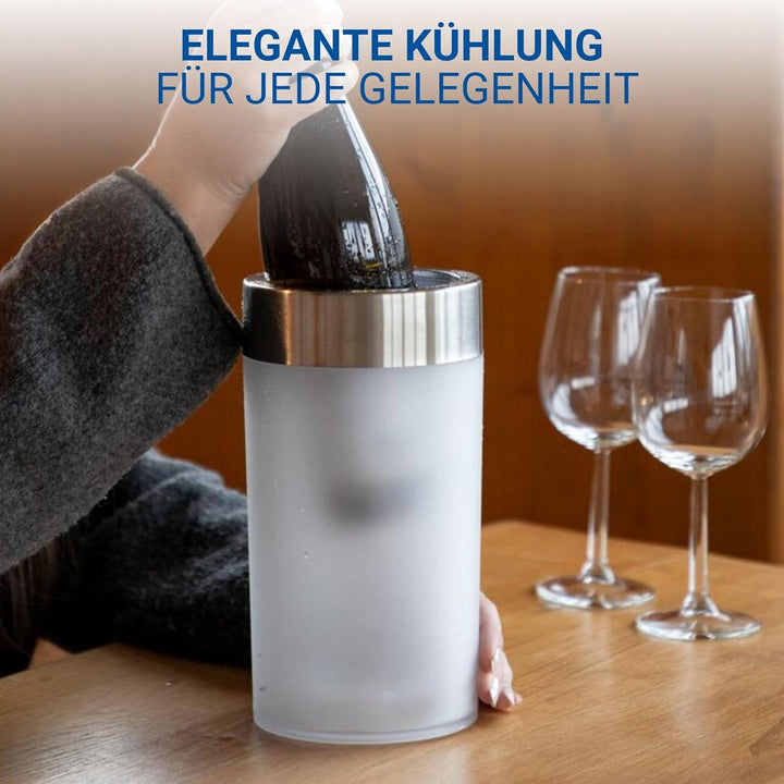 Flaschenkühler Ø 13 cm 'Ono' doppelwandig isoliert - moderner Weinkühler für Wein & Sekt - eleganter