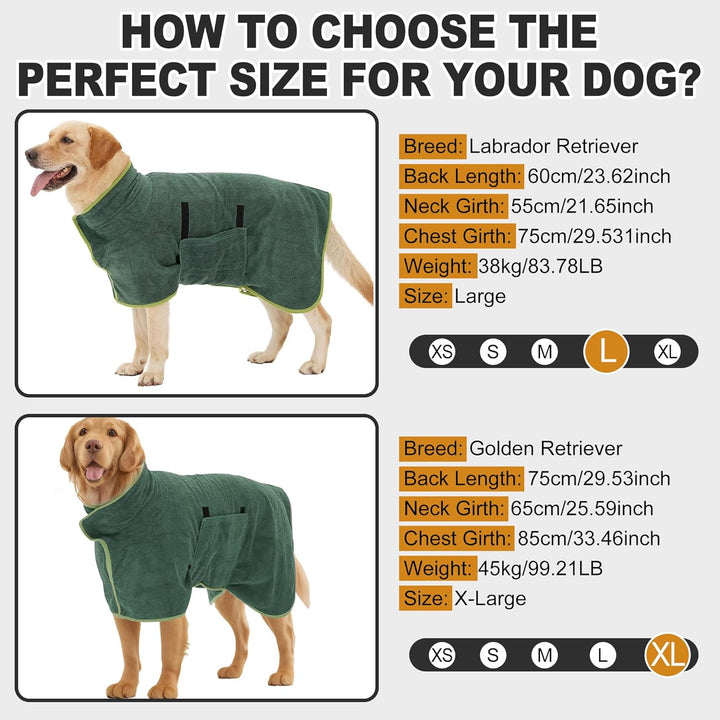 HezzLuv Bademantel Für Hunde, Hundebademantel Aus Mikrofaser Für Mittlere Und Grosse Hunde, Saugfähi