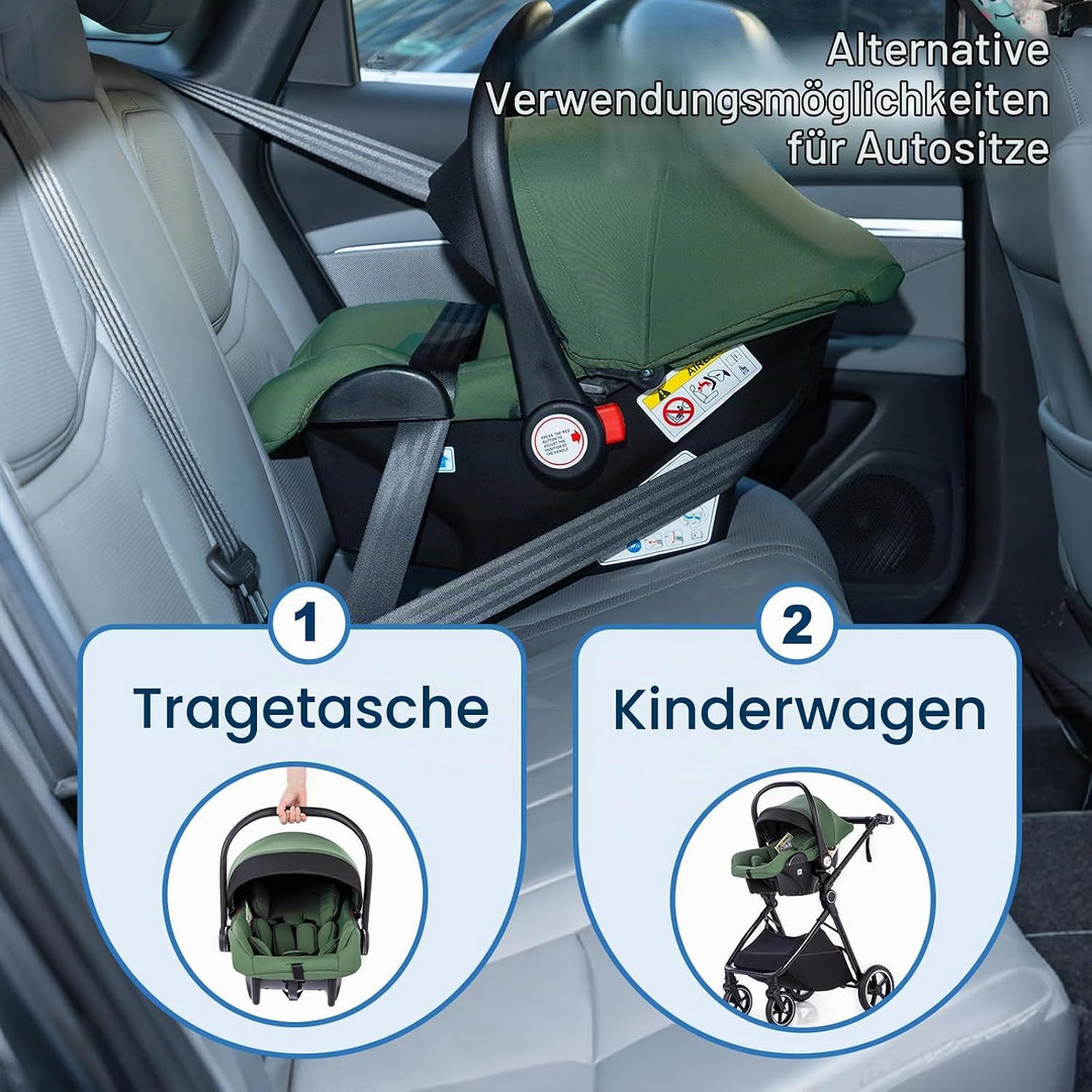 Kinderwagen 3 in 1, Reisesystem-Korb ist faltbar,Blaugrün 10Blau Grün, 10Blau Grün