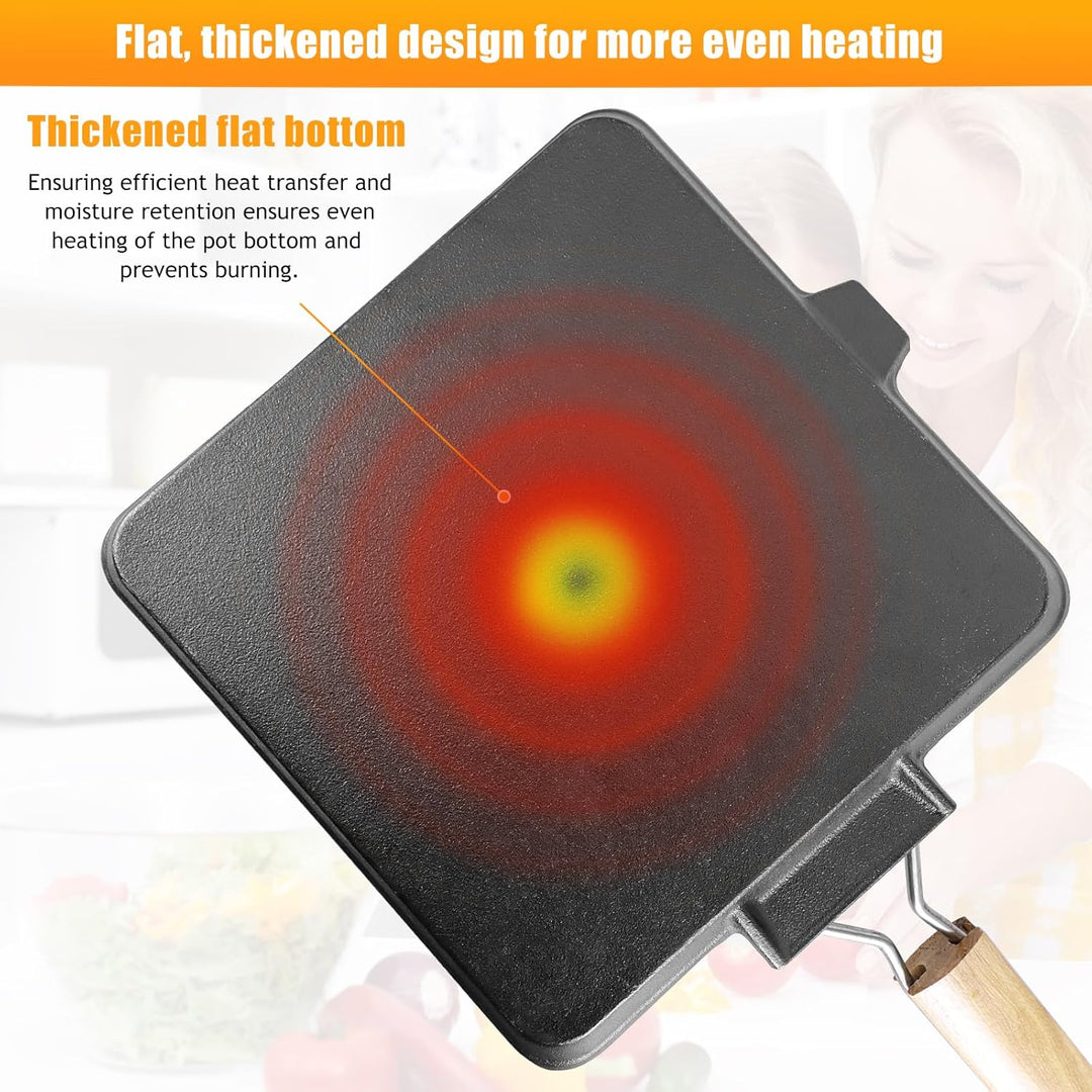 Houkiper Steakpfanne 24x24 cm – Rechteckige Steakpfanne mit Grillrillen, Grillpfanne Gusseisen Induk