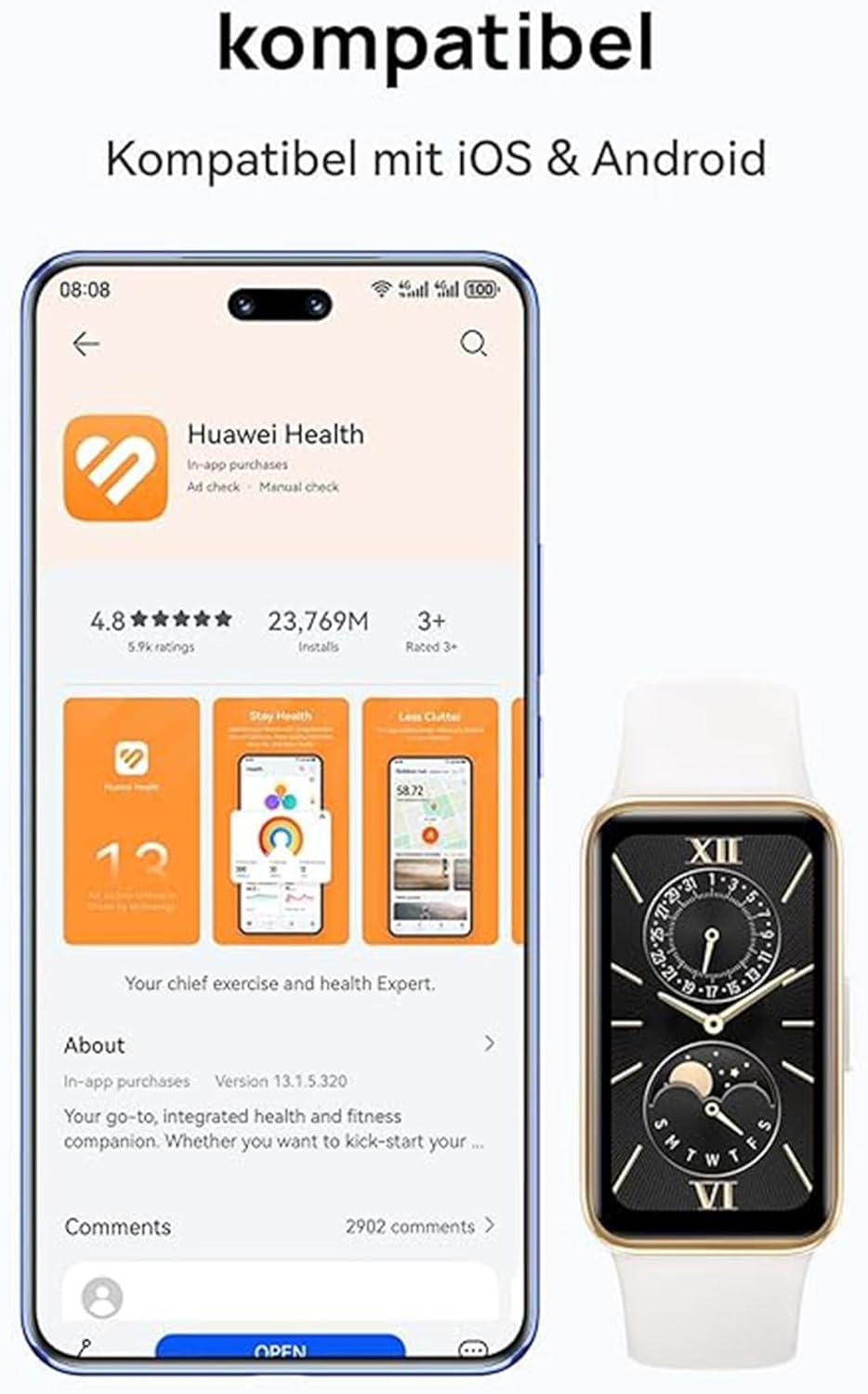 HUAWEI Band 9, bequemes Tragen, TruSleep 4.0, wissenschaftlich basiertes Schlaftracking, bis zu 14 T