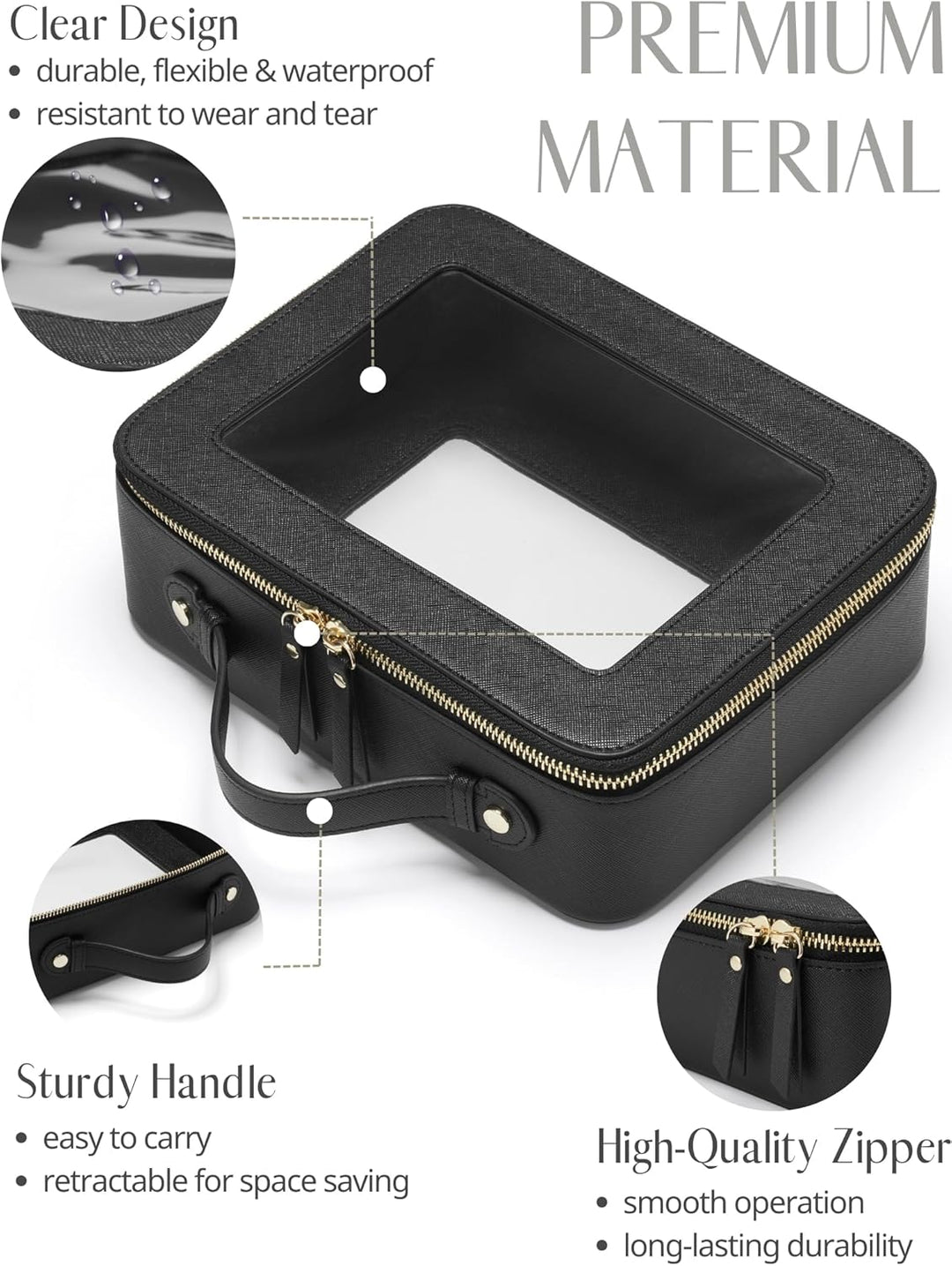 Popvibe Transparente Make-up-Tasche, Reise-Kosmetiktasche, transparenter Kulturbeutel mit Reissversc