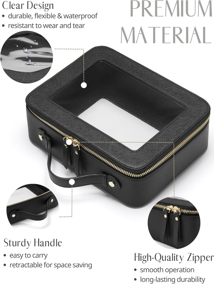Popvibe Transparente Make-up-Tasche, Reise-Kosmetiktasche, transparenter Kulturbeutel mit Reissversc