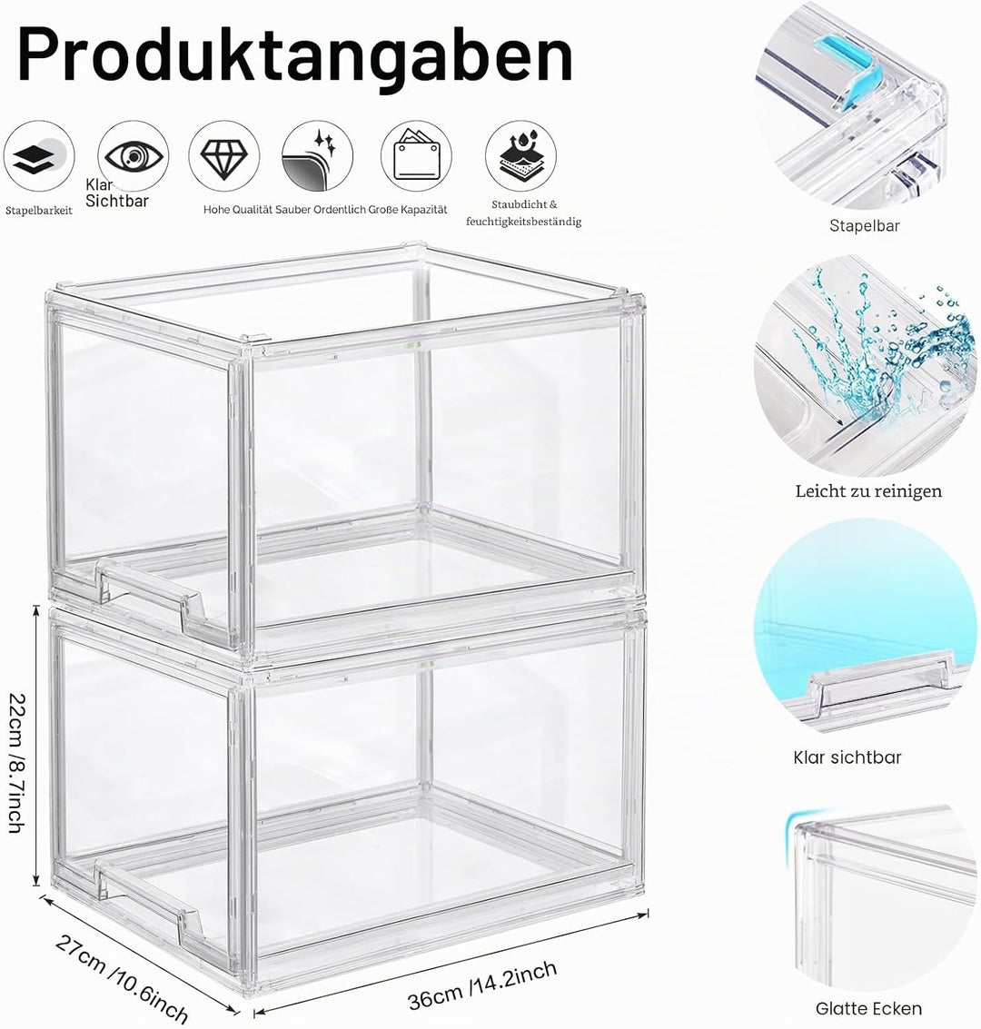 Stapelbare Aufbewahrungsschubladen aus Kunststoff, LINYAPRY Klare Lagerung Bins Organizer mit auszie