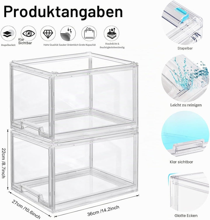 Stapelbare Aufbewahrungsschubladen aus Kunststoff, LINYAPRY Klare Lagerung Bins Organizer mit auszie