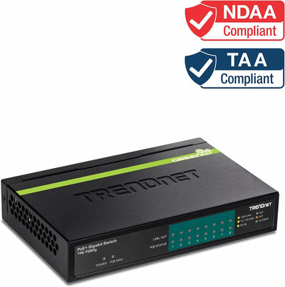 TRENDnet TPE-TG80G 8-Port-Gigabit-PoE + -Switch 8 x Gigabit-PoE + -Ports, 123-W-PoE-Leistungsbudget,