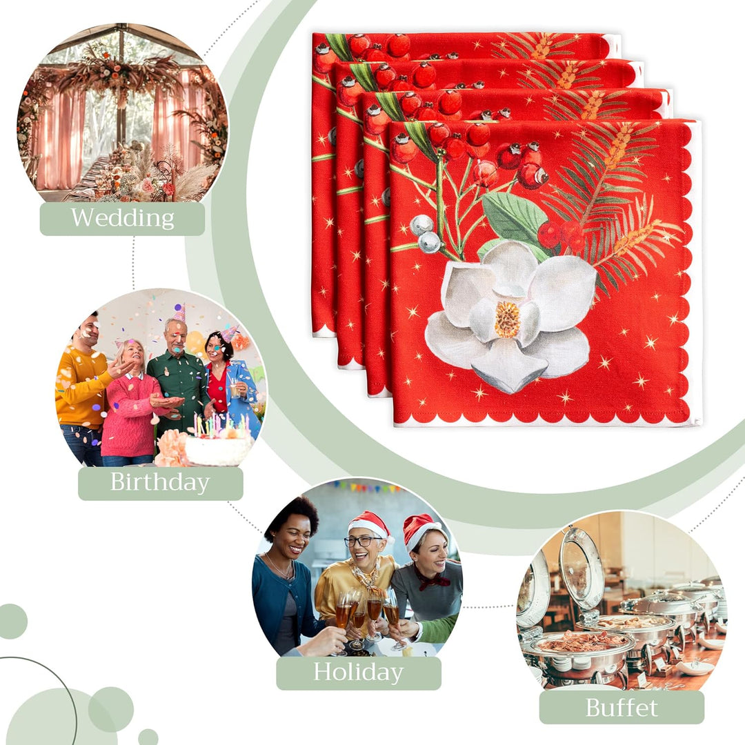 Maison d' Hermine Stoffservietten 4er Set aus 100% Baumwolle Wiederverwendbare Stoffservietten Weihn