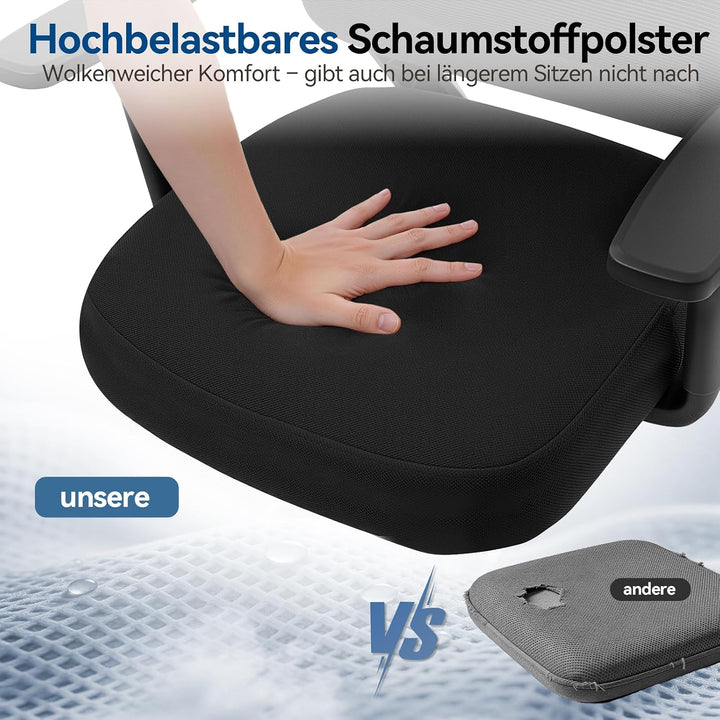 naspaluro Ergonomischer Bürostuhl mit Netzrücken, höhenverstellbar, feststellbare Rückenlehne, Schre