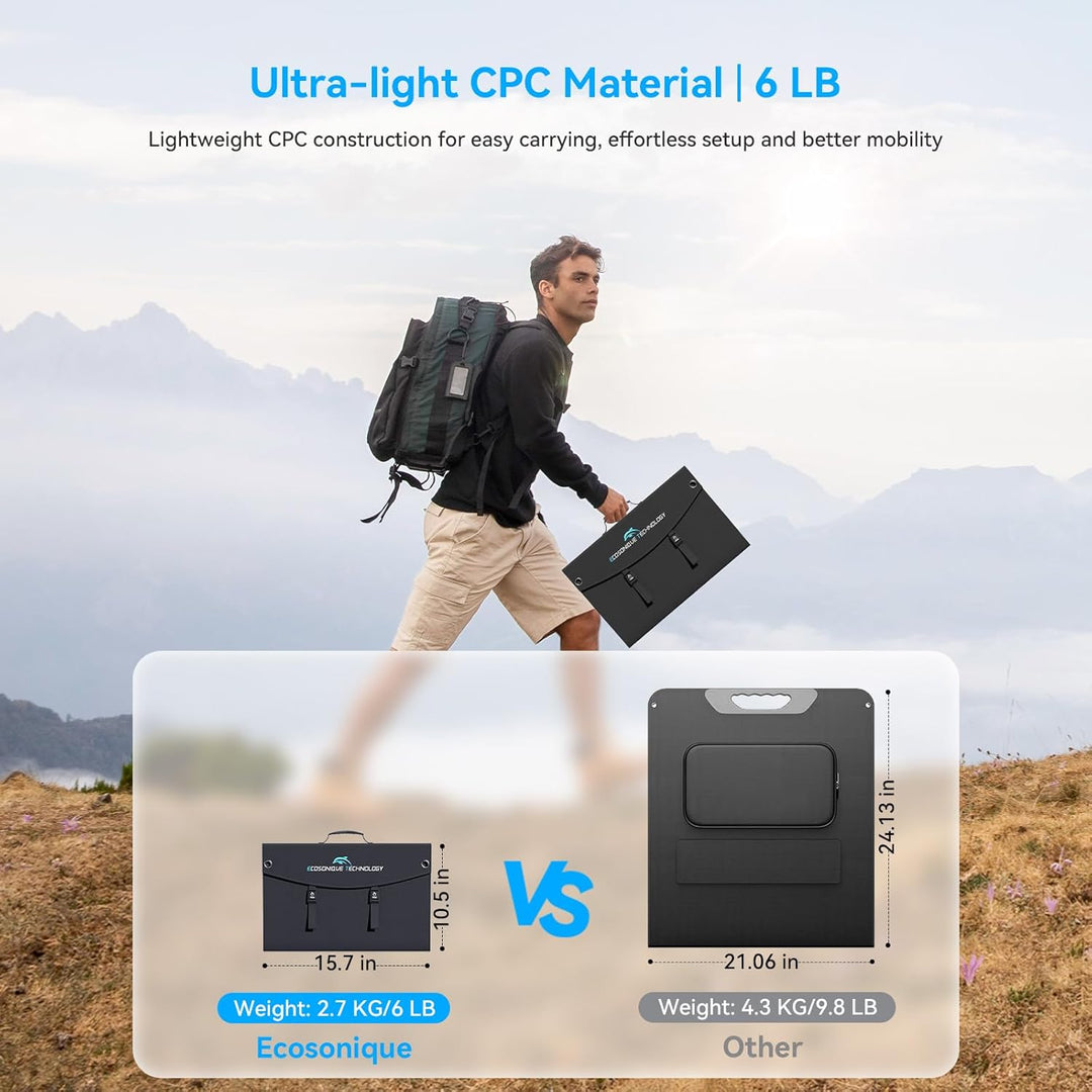 Ecosonique 100W Tragbare Faltbare Solarpanel Ladegerät Schnelles Laden mit USB-A QC3.0 USB-C PD3.0 D