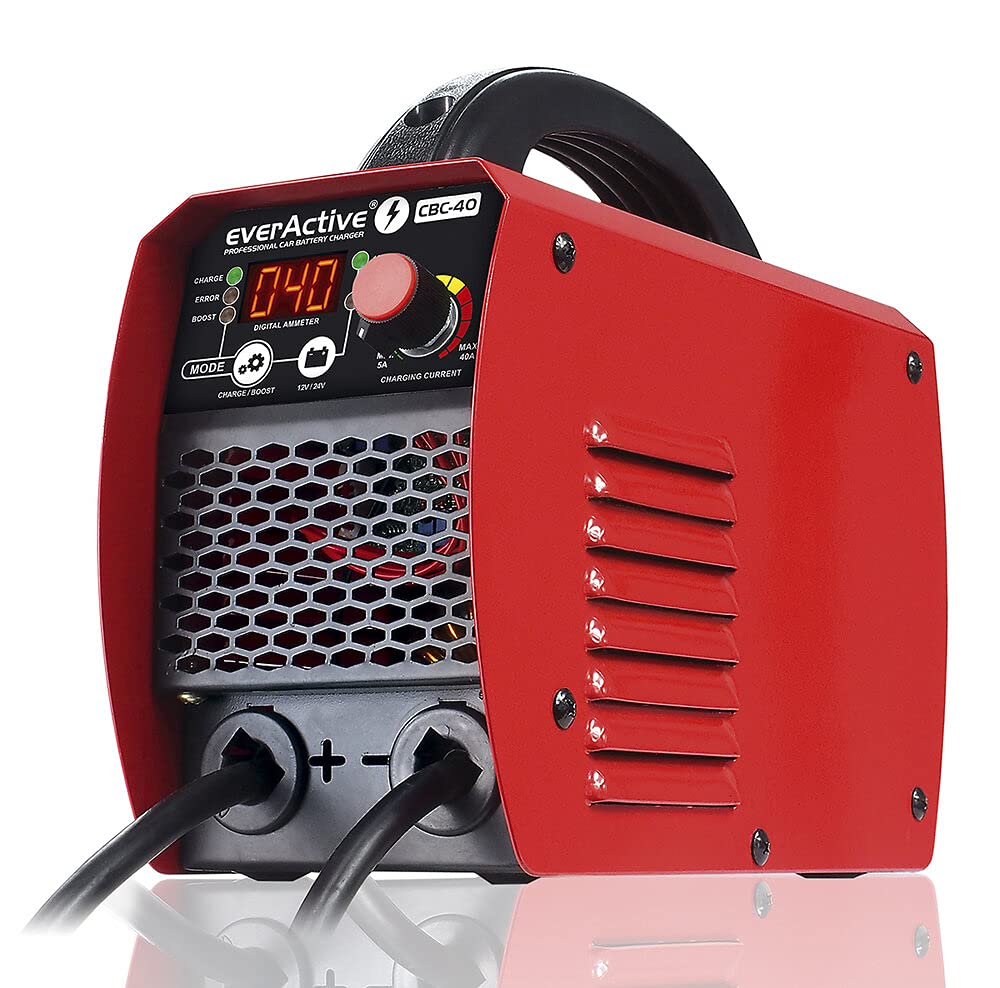everActive Batterieladegerät, Autoladegerät mit Wechselrichter-Starter für 12 / 24V Batterie CBC-40,