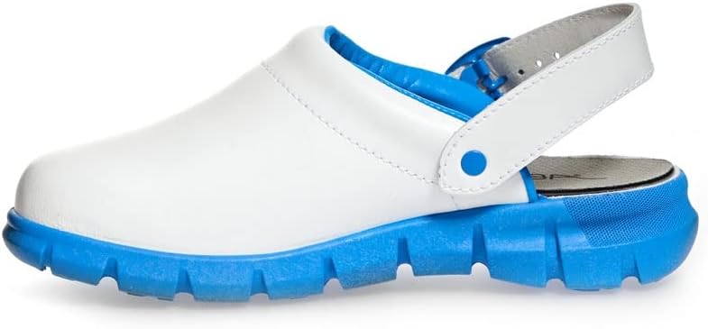 Abeba Berufsschuh-Clog Herren Abeba Dynamic tools, Weiss Blau mit Aufdruck, 42 EU, 42 EU