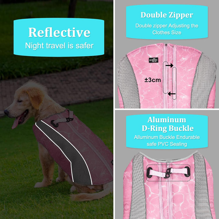 2 in 1 Winterhundemantel und Sommer Hundekühlweste Geschirr reflektierende Kühljacke, leichte Hundem