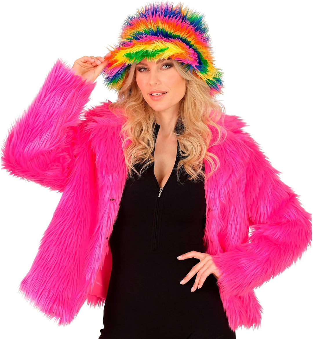 W WIDMANN MILANO Party Fashion - Damen Kunstfell-Jacke, flauschiger Pelz, Plüschjacke, Kostüm, Party