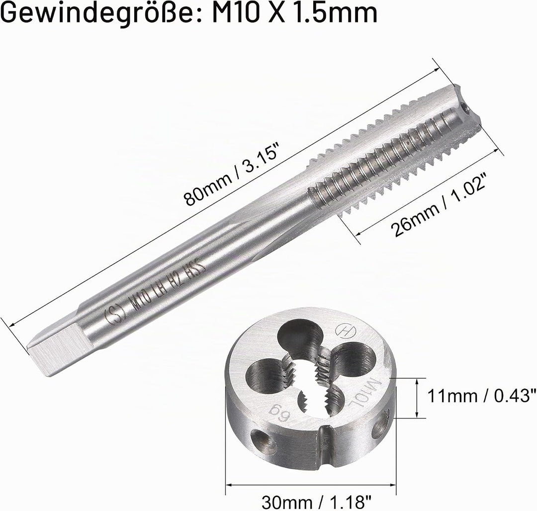 sourcing map M10 x 1,5mm Linksgewindebohrer Matrizengewindebohrer Legierungswerkzeug