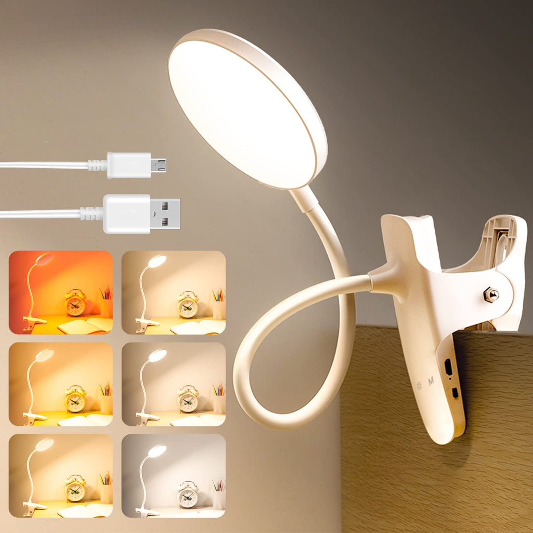 Lenudar Leselampe Bett, 36 LED Klemmlampe Bett mit Touch Dimmbar 6 Farben 5 Helligkeiten, 360° Flexi