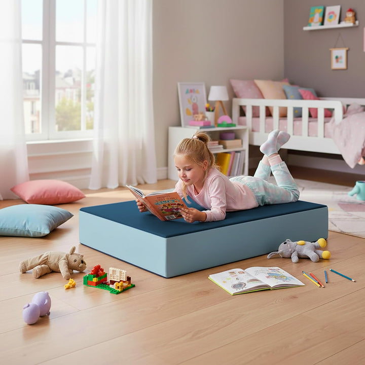 Jump Hüpfpolster 99 x 75 x 18 cm - blau oder rosa - Hüpfmatratze für Kinder ab 3 Jahre bis 40 kg - S
