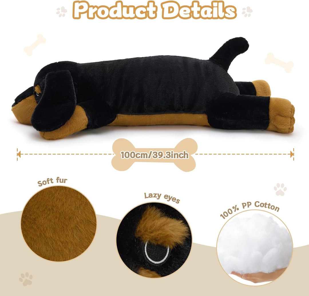 MorisMos 100cm lang dackel Hund Kuscheltier XXL, gross Plüschhund stofftier plüschtier, Kinder Gesch