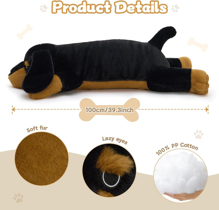 MorisMos 100cm lang dackel Hund Kuscheltier XXL, gross Plüschhund stofftier plüschtier, Kinder Gesch