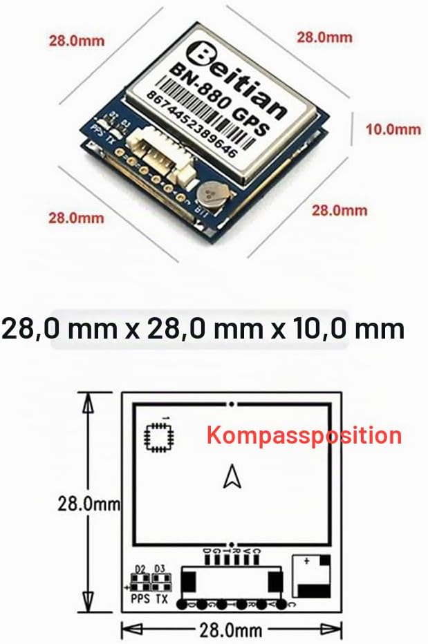 Geekstory BN-880 GPS-Modul U8 mit Blitz HMC5883 Kompass + GPS Aktive Antenne Unterstützung GPS Glona