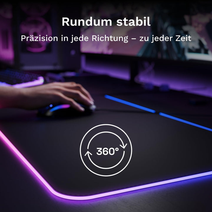 Glorious Gaming Mauspad GMP 2 GLED XL Extended – 2-Zonen-RGB-Beleuchtung, InfiniGlow Nahtloser Rand,