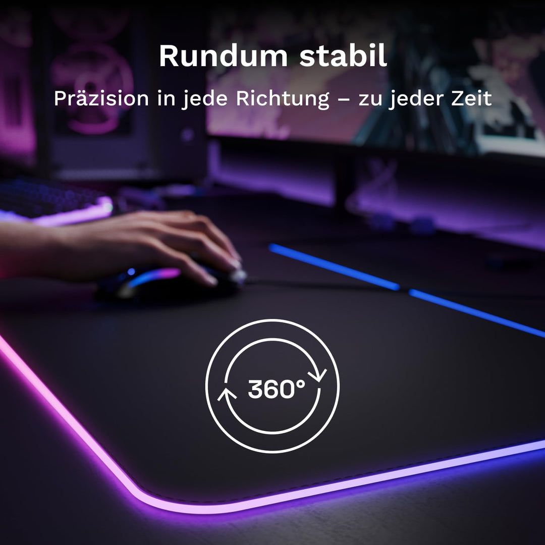 GLORIOUS GMP 2 GLED Stoff Gaming Mauspad (3XL) InfiniGlow RGB, 1220x610mm | 2-Zonen-RGB-Beleuchtung,