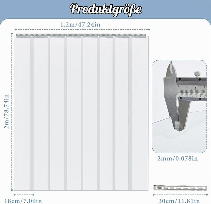 bimiti PVC Lamellenvorhang Streifenvorhang 120x200cm Transparent Streifenvorhang, Lamellen Stallvorh